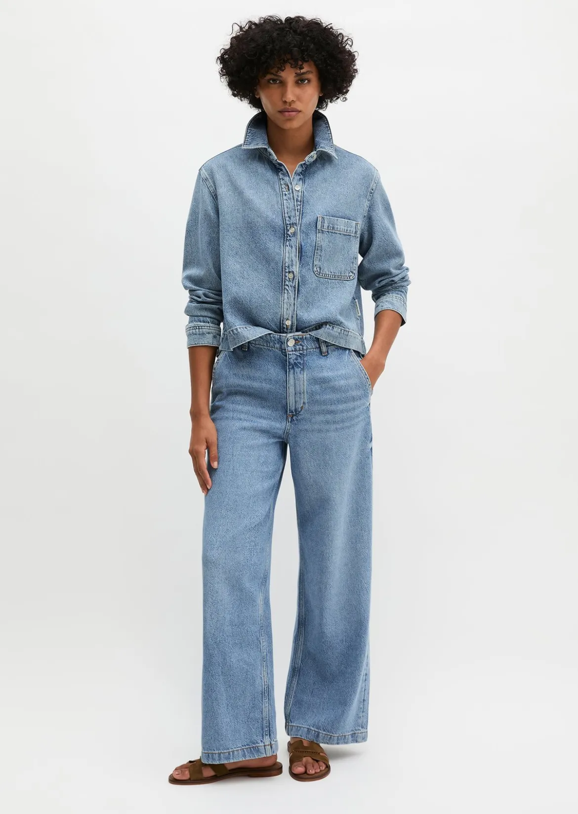 Jeansbluse relaxed aus Lyocell-Leinen-Baumwolle-Mix