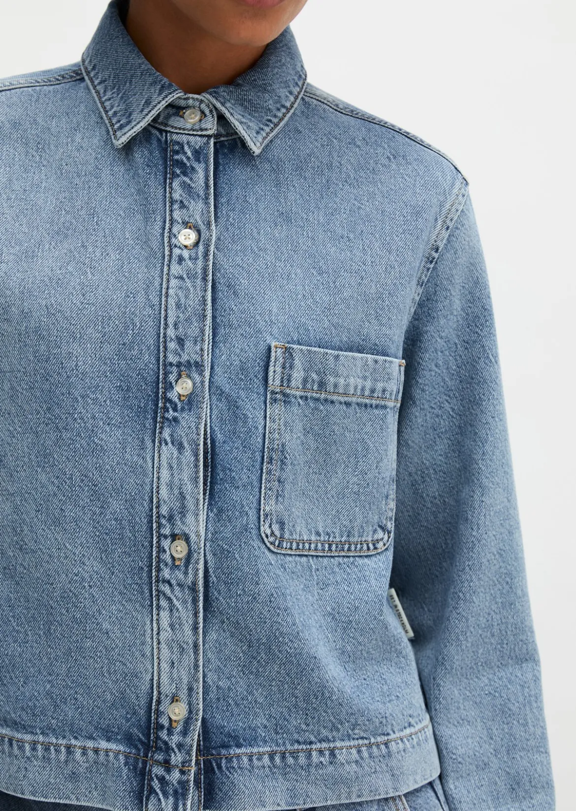 Jeansbluse relaxed aus Lyocell-Leinen-Baumwolle-Mix