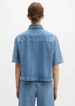 Jeansbluse relaxed aus Lyocell-Leinen-Baumwolle-Mix