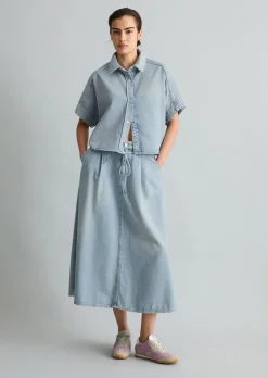 Jeansbluse relaxed aus reiner Baumwolle