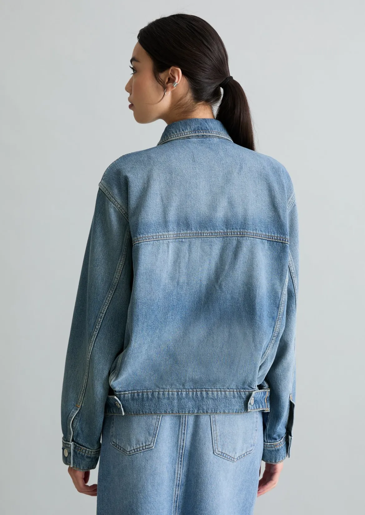 Jeansjacke oversize aus weichem Lyocell-Bio-Baumwolle-Mix