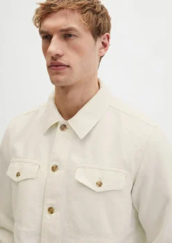Jeansjacke regular aus Bio-Baumwolle und Leinen