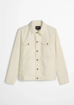 Jeansjacke regular aus Bio-Baumwolle und Leinen