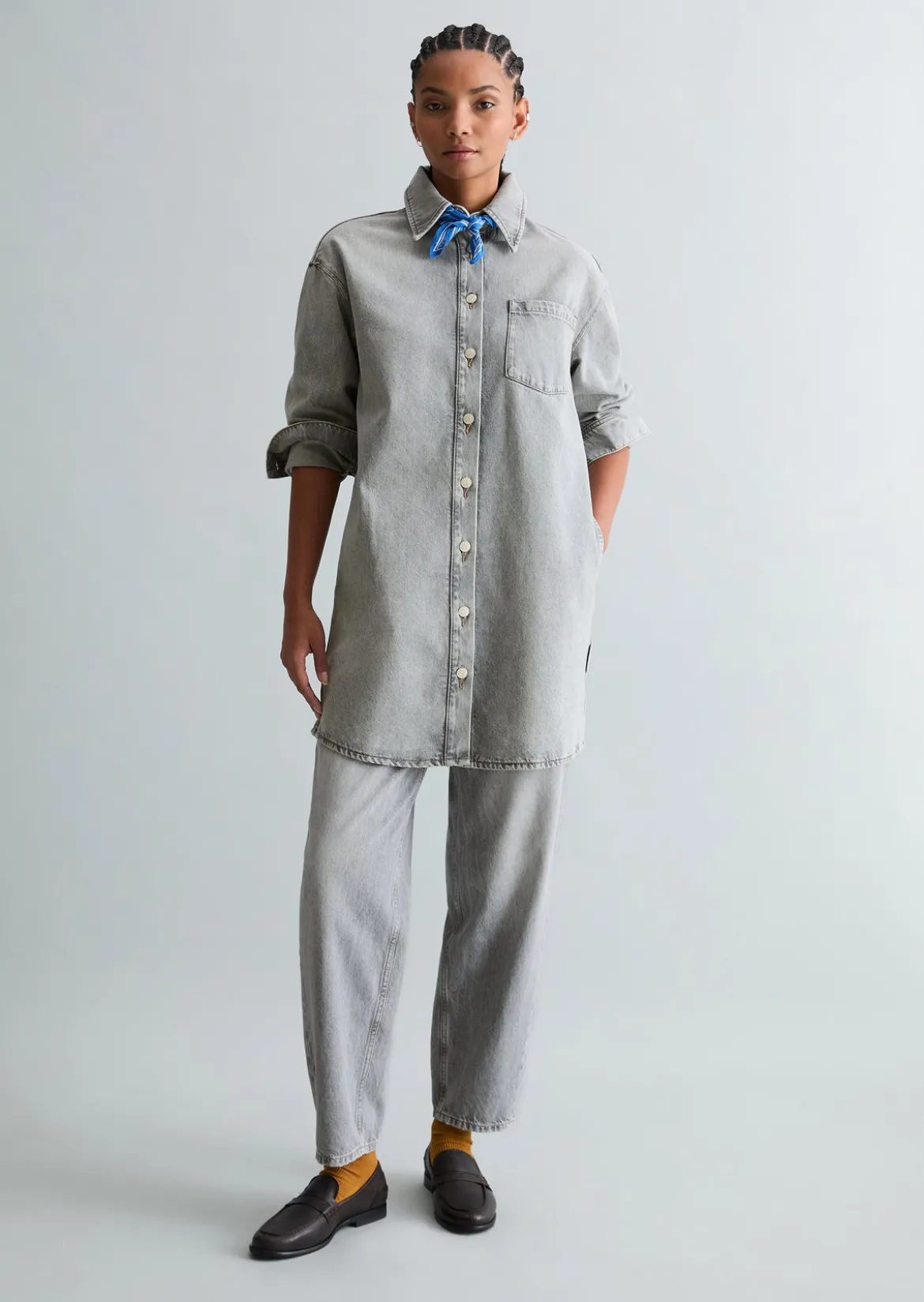 Jeanskleid oversize aus Rigid Denim