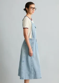 Jeans-Latzkleid flared aus reiner Baumwolle