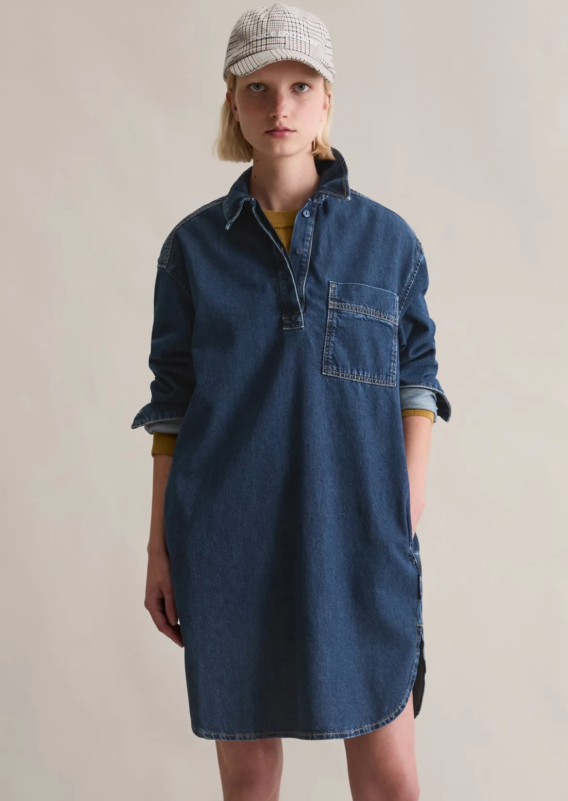 Jeans-Polokleid oversized aus reiner Bio-Baumwolle
