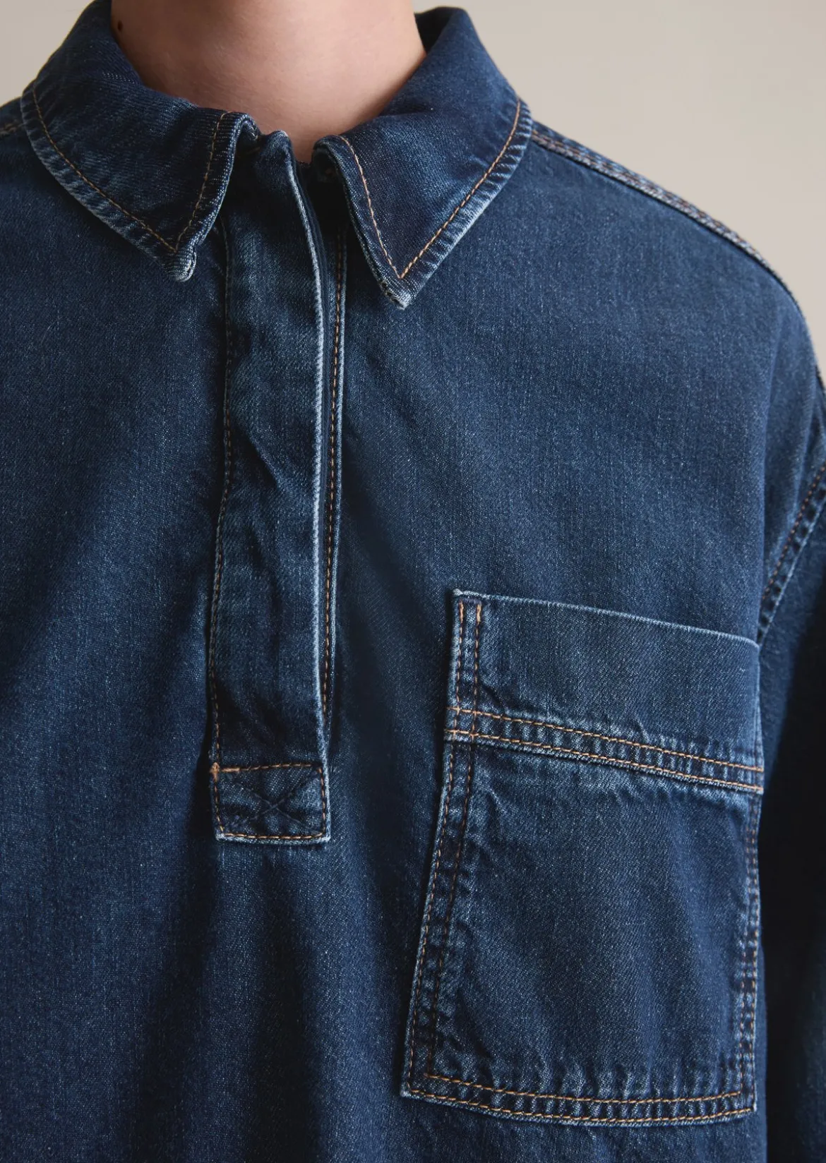 Jeans-Polokleid oversized aus reiner Bio-Baumwolle