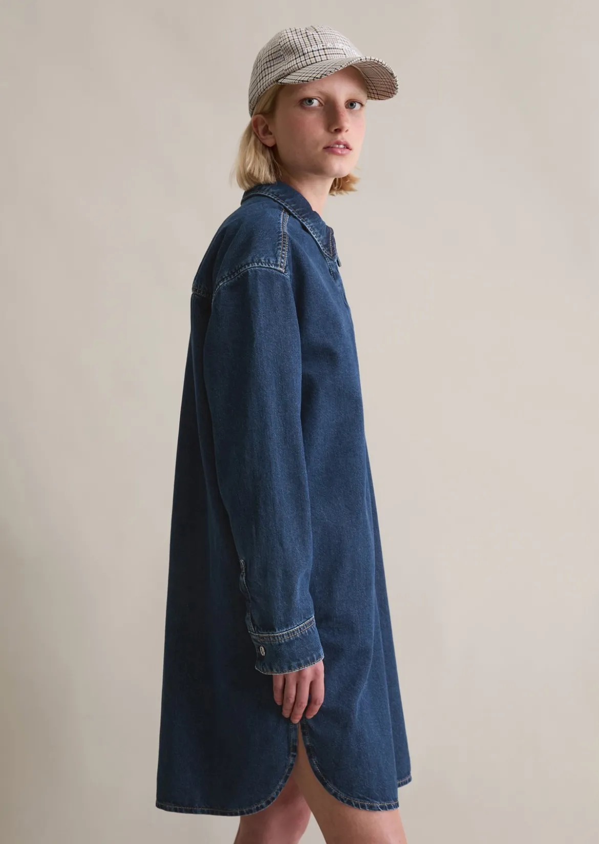 Jeans-Polokleid oversized aus reiner Bio-Baumwolle