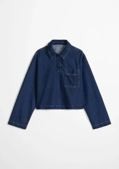 Jeans-Poloshirt oversized aus reiner Bio-Baumwolle