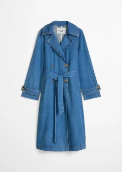 Jeans-Trenchcoat relaxed mit Ananasblattfasern