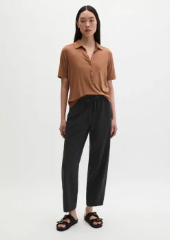 Jerseybluse im Polo-Stil regular aus LENZING™ ECOVERO™