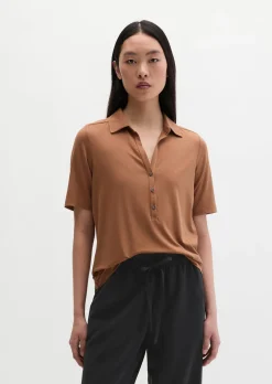 Jerseybluse im Polo-Stil regular aus LENZING™ ECOVERO™