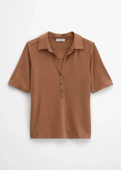Jerseybluse im Polo-Stil regular aus LENZING™ ECOVERO™