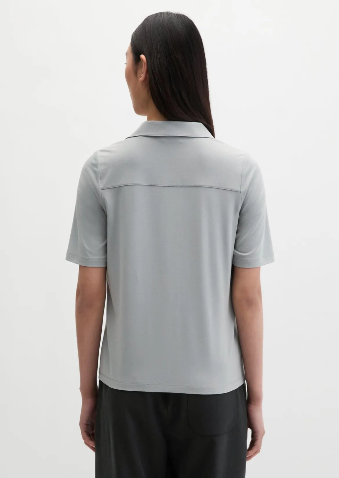 Jerseybluse im Polo-Stil regular aus LENZING™ ECOVERO™