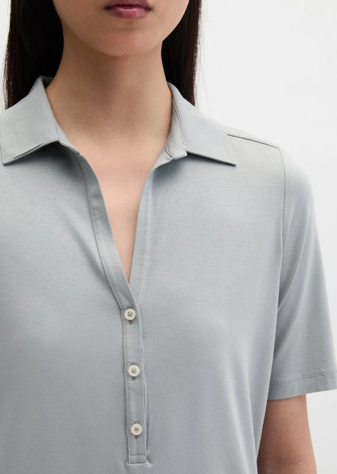 Jerseybluse im Polo-Stil regular aus LENZING™ ECOVERO™