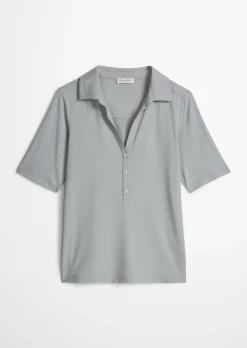 Jerseybluse im Polo-Stil regular aus LENZING™ ECOVERO™