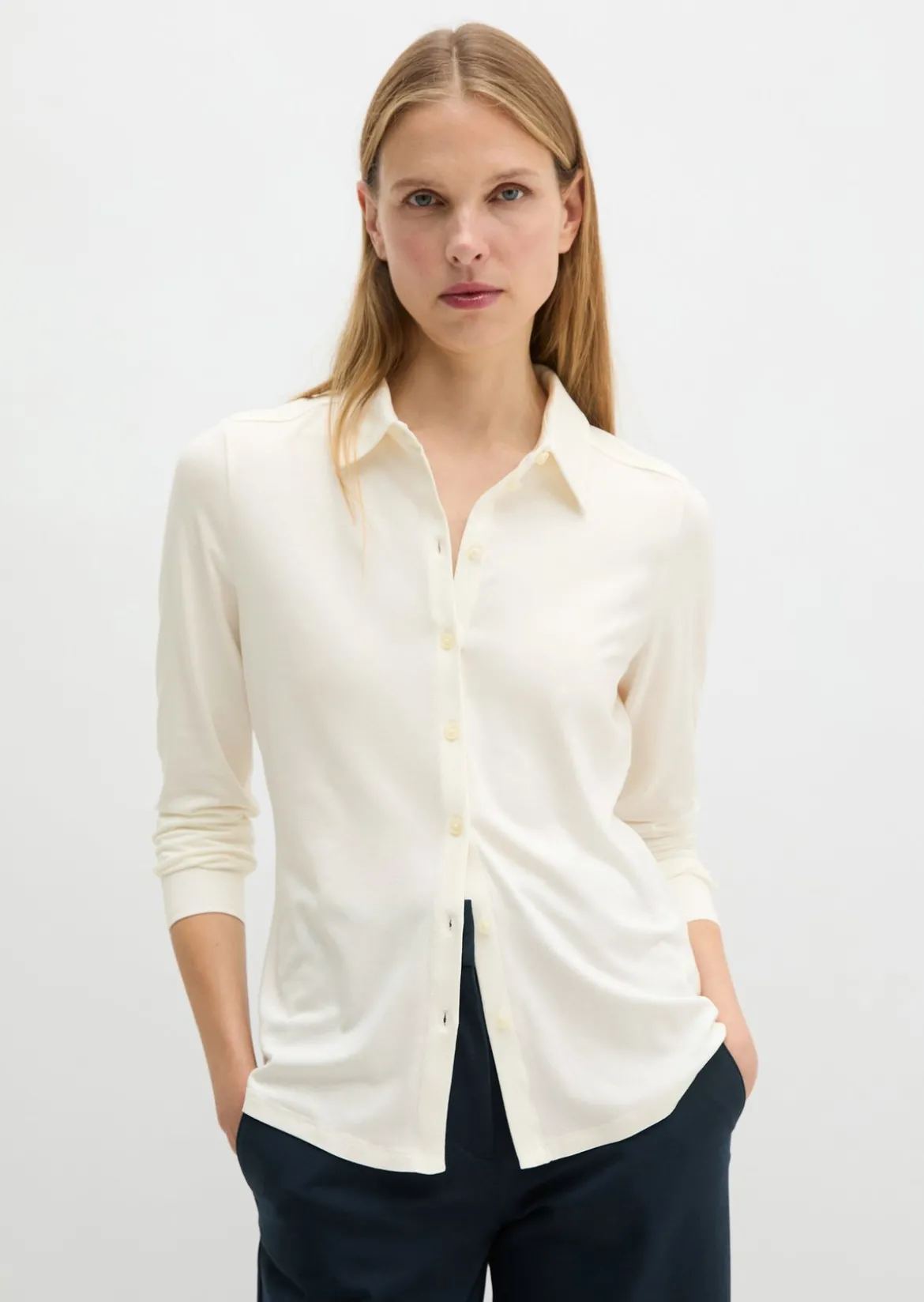 Jersey-Bluse regular aus LENZING™ ECOVERO™