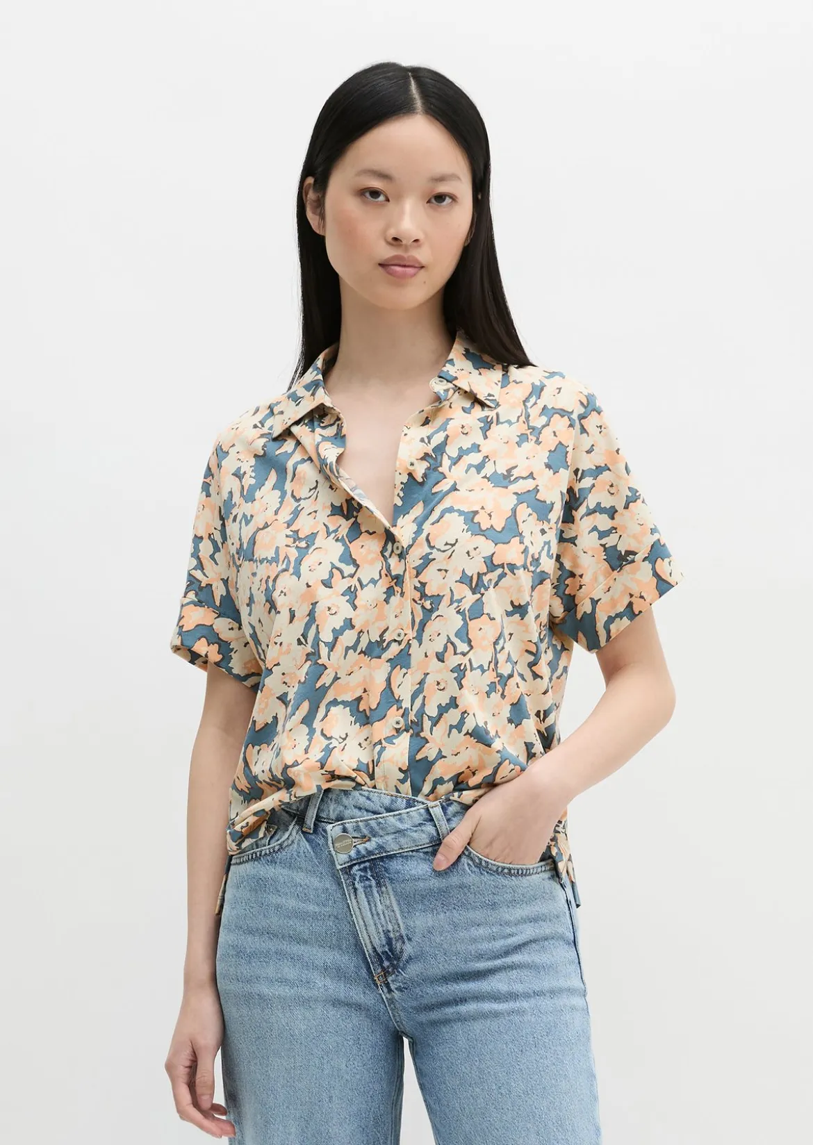 Jerseybluse regular aus leichtem Single Jersey