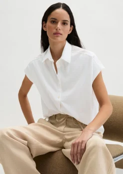 Jerseybluse wide aus Material-Mix
