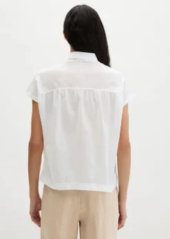 Jerseybluse wide aus Material-Mix