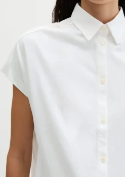 Jerseybluse wide aus Material-Mix