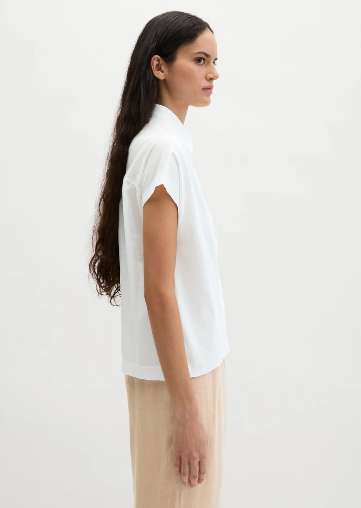 Jerseybluse wide aus Material-Mix