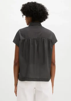 Jerseybluse wide aus Material-Mix