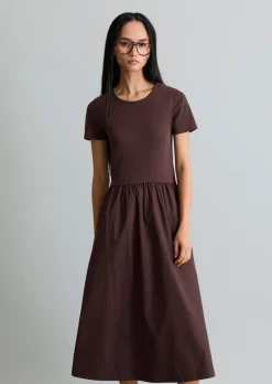 Jerseykleid flared mit Baumwoll-Popelinerock