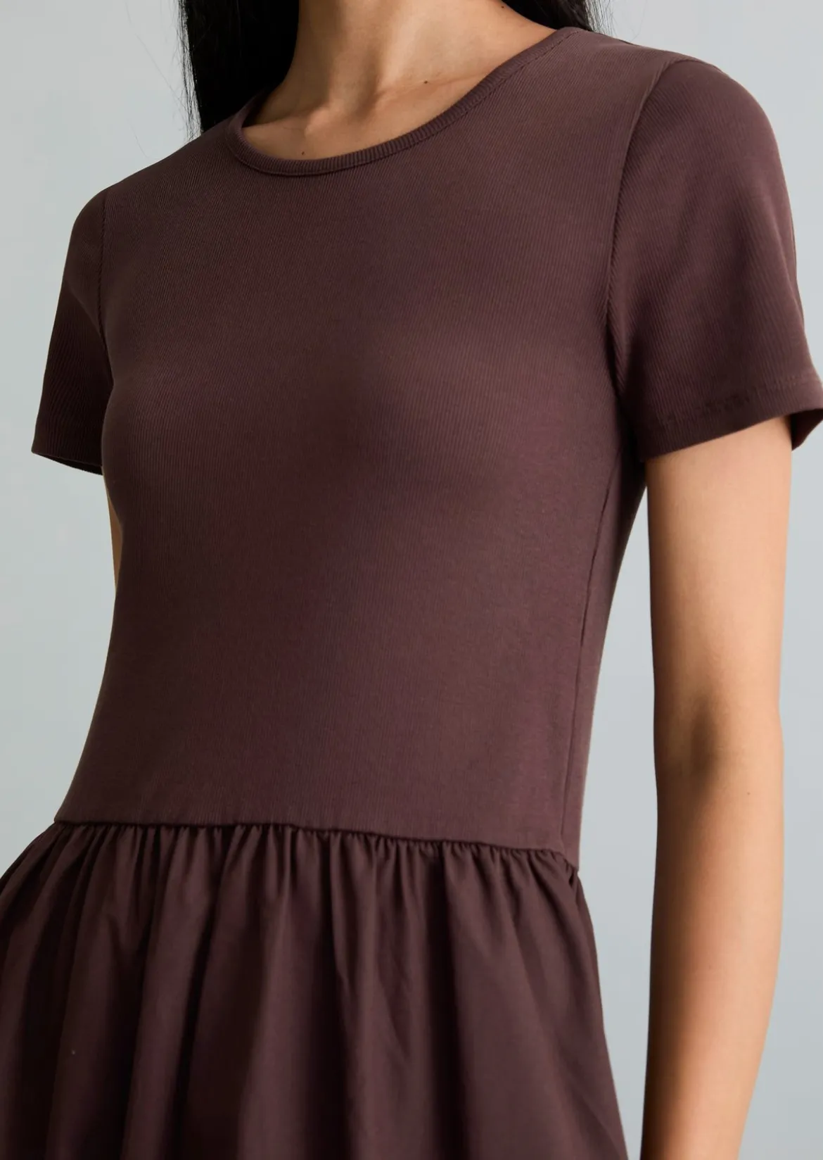 Jerseykleid flared mit Baumwoll-Popelinerock