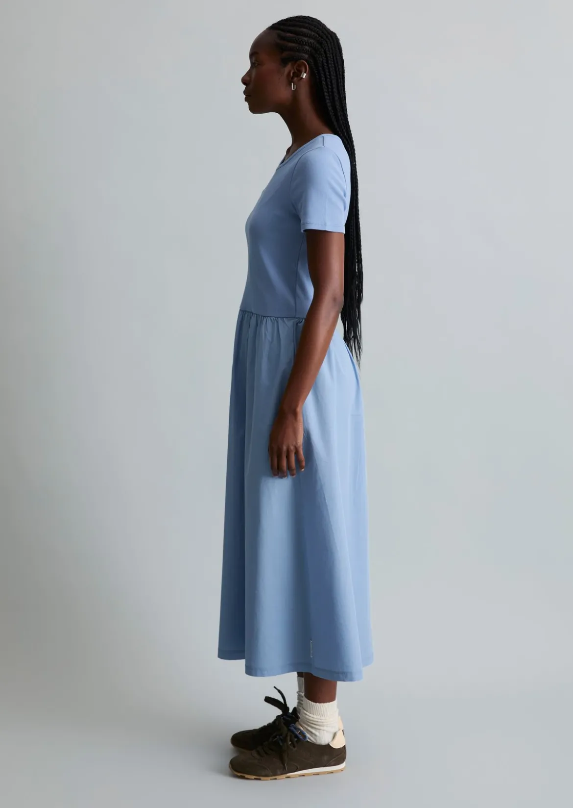 Jerseykleid flared mit Baumwoll-Popelinerock