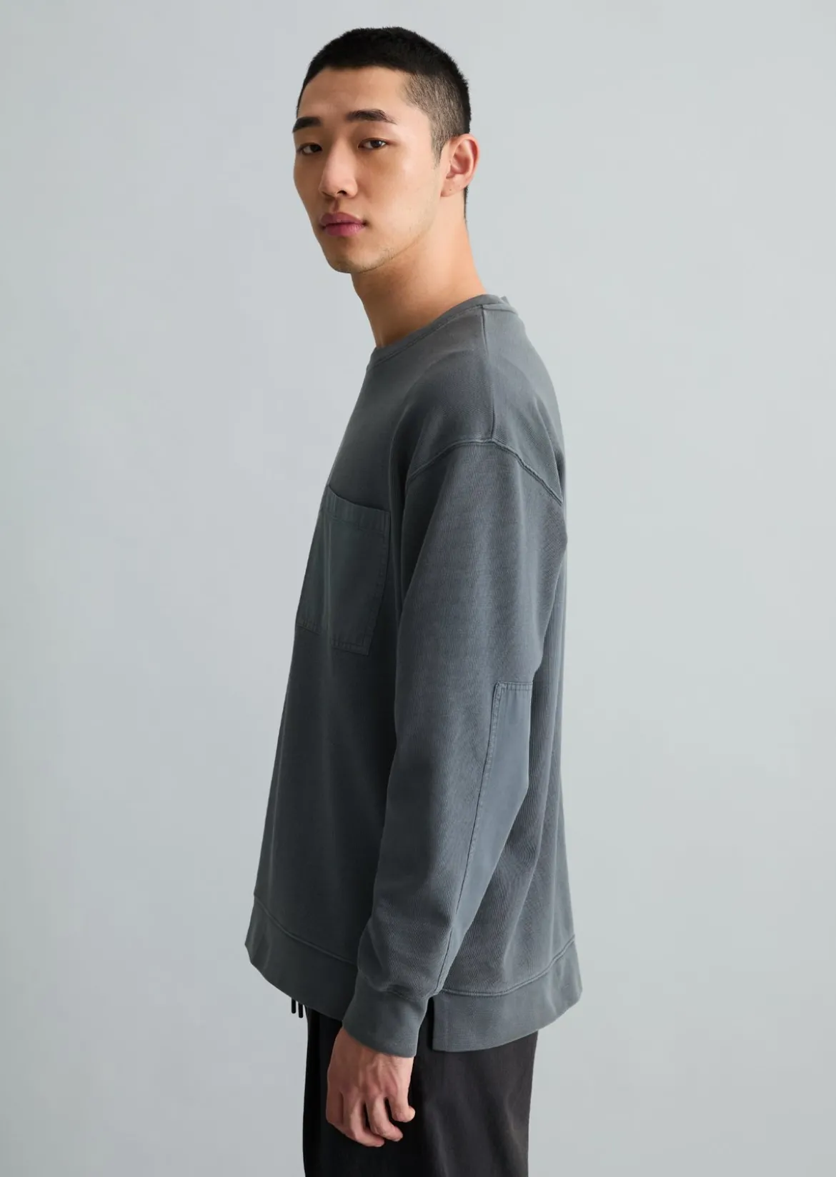 Jersey-Longsleeve relaxed mit kontrastierenden Web-Details