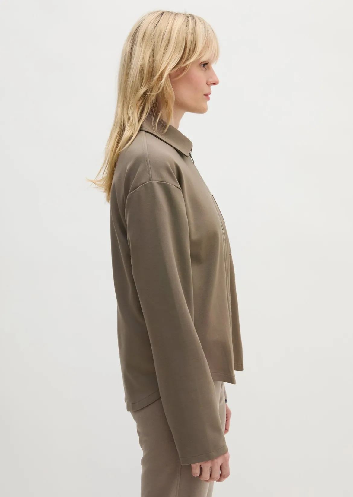 Jersey-Zip-Jacke loose aus Punto di Roma-Jersey