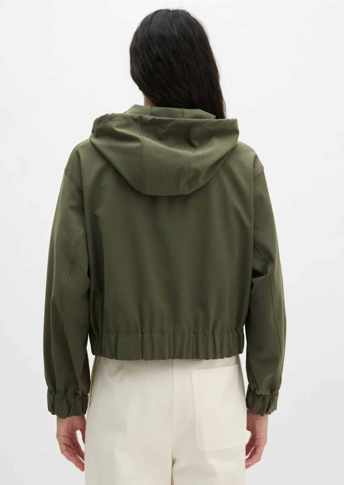 Kapuzen-Blouson regular aus Schurwolle-Stretch-Mix