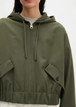 Kapuzen-Blouson regular aus Schurwolle-Stretch-Mix