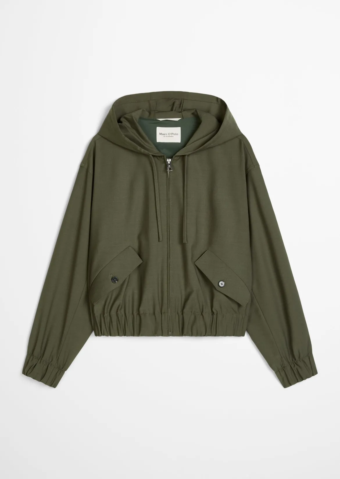 Kapuzen-Blouson regular aus Schurwolle-Stretch-Mix