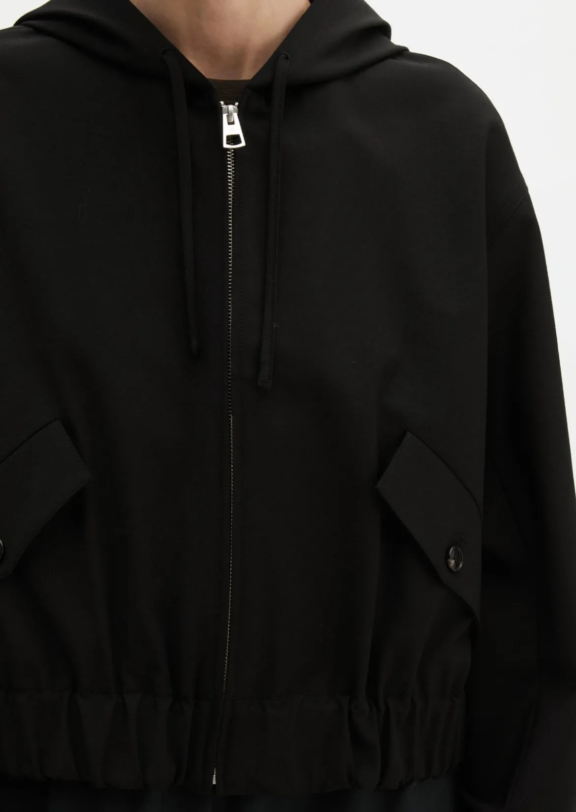 Kapuzen-Blouson regular aus Schurwolle-Stretch-Mix