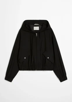 Kapuzen-Blouson regular aus Schurwolle-Stretch-Mix