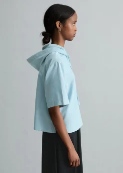 Kapuzenbluse relaxed cropped aus Organic Cotton Oxford