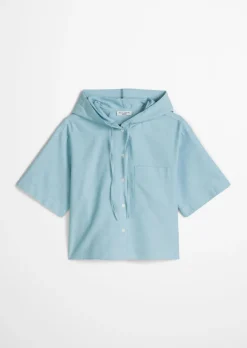 Kapuzenbluse relaxed cropped aus Organic Cotton Oxford
