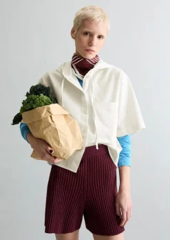 Kapuzenbluse relaxed cropped aus Organic Cotton Oxford