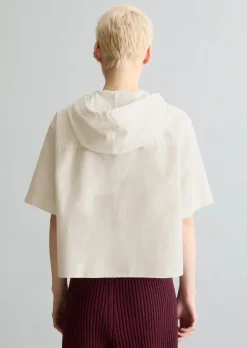 Kapuzenbluse relaxed cropped aus Organic Cotton Oxford
