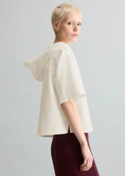 Kapuzenbluse relaxed cropped aus Organic Cotton Oxford