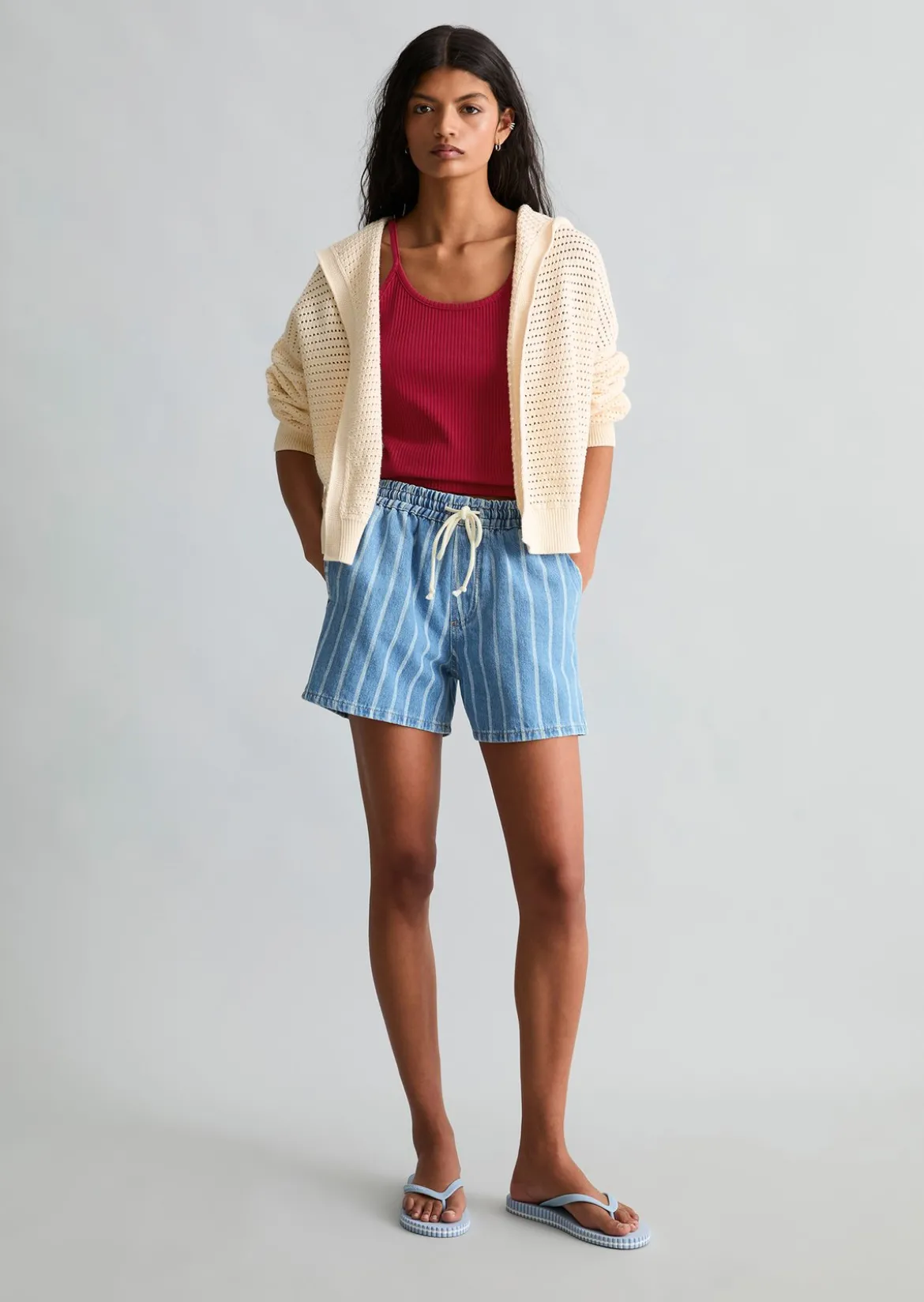 Kapuzen-Cardigan loose aus Organic Cotton