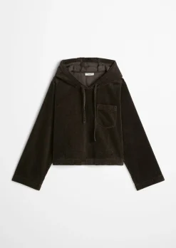 Kapuzen-Cordbluse relaxed mit lässiger Bubble-Struktur