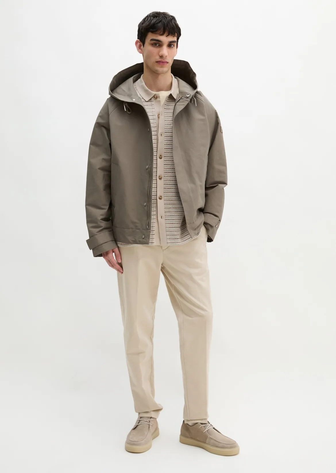 Kapuzenjacke loose aus wasserabweisendem Bio-Baumwoll-Canvas