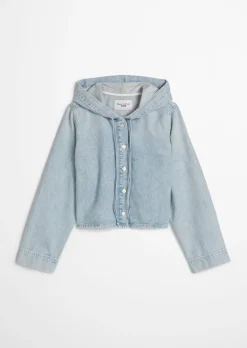 Kapuzen-Jeansbluse relaxed aus reiner Baumwolle