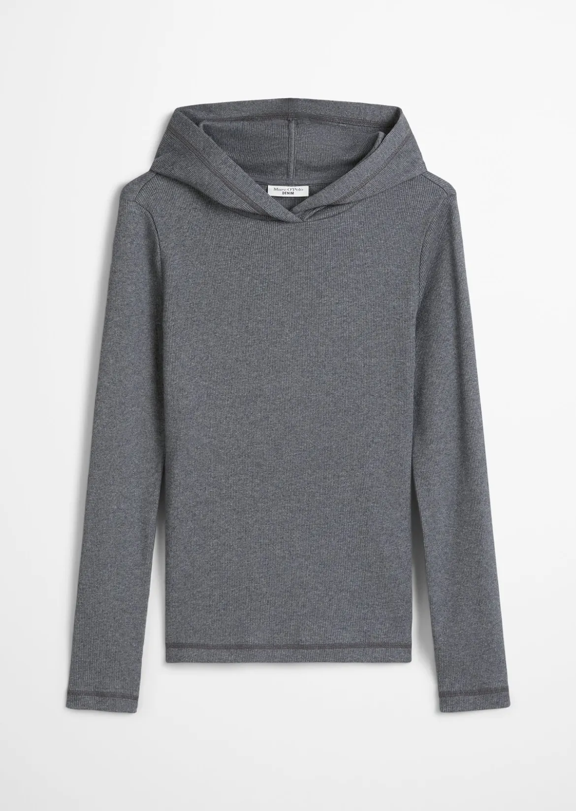 Kapuzen-Longsleeve slim aus weichem Rippjersey