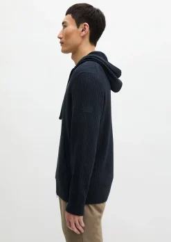 Kapuzen-Strickjacke regular aus reiner Bio-Baumwolle