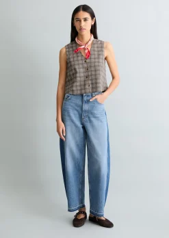 Karierte Weste regular aus Organic Cotton-Leinen-Mix