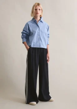 Karobluse relaxed cropped aus Papertouch-Popeline